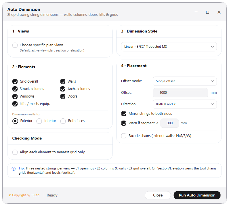 Auto Dimension Chain Settings