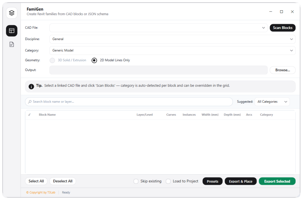 Family Catalog Generator Setup