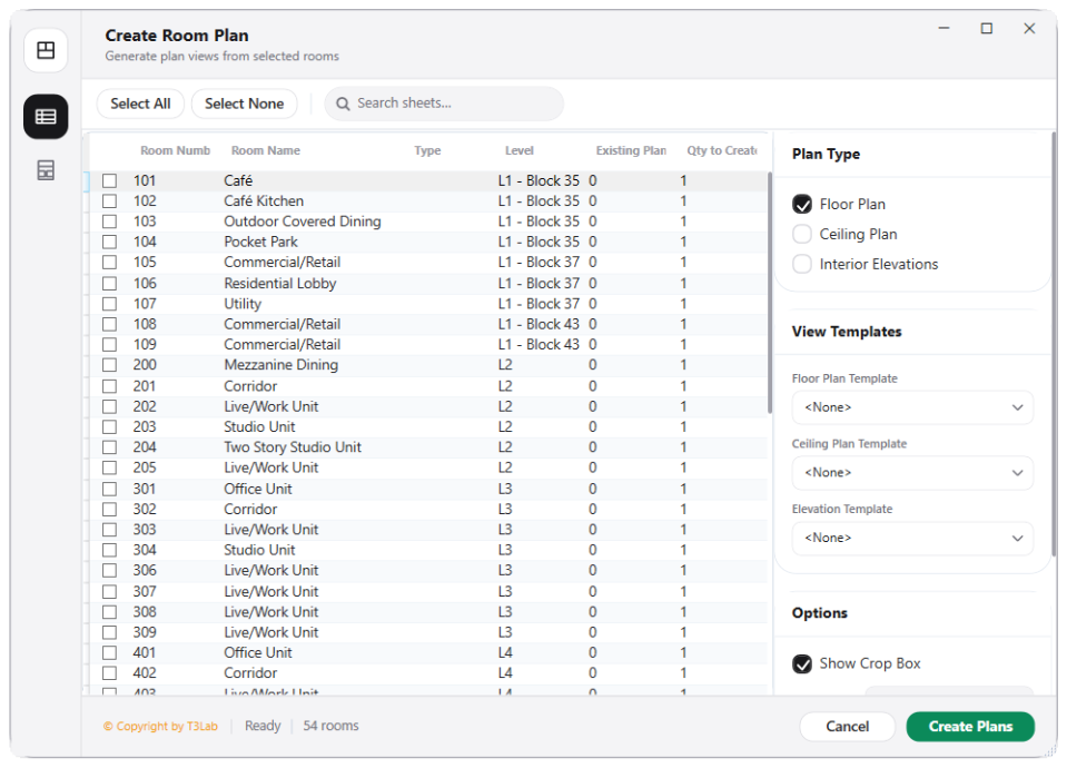 Room Plan & Sheet Generator Settings