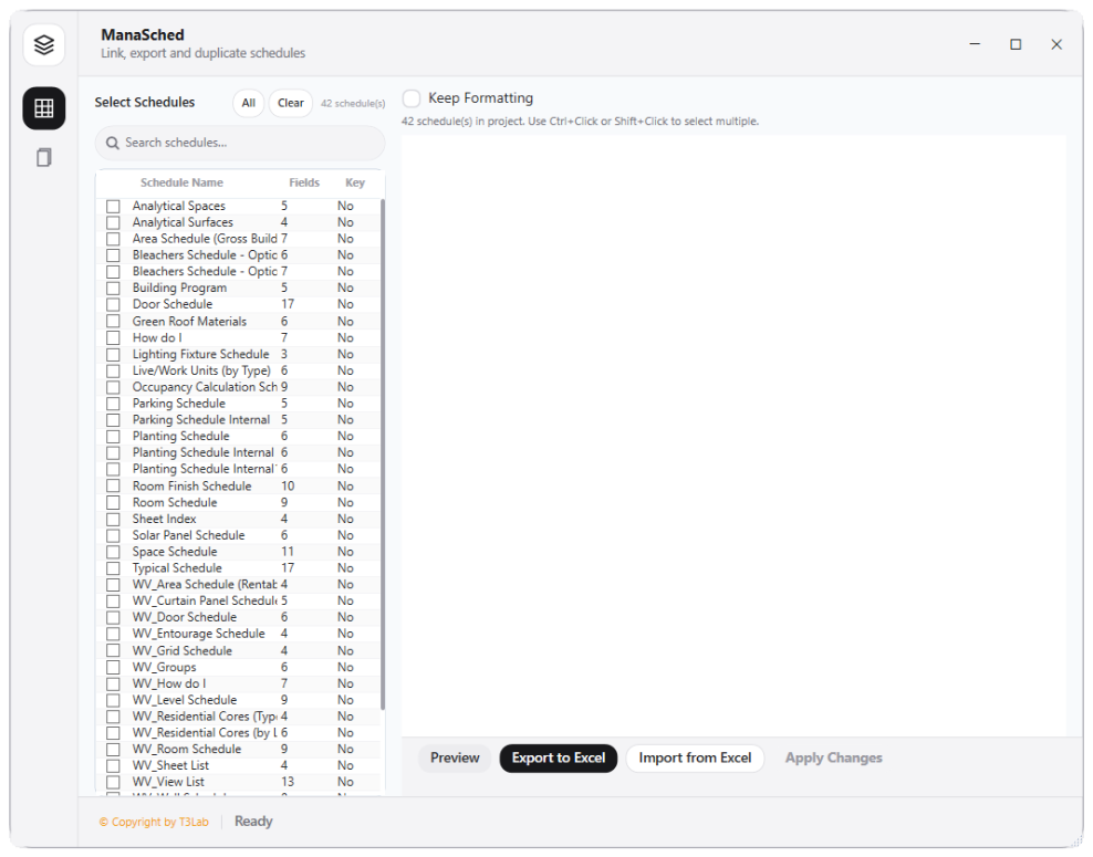Excel Schedule Import Export Setup